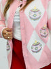 Lt. Pink Christmas Ornaments Detail Cardigan (Reg.)