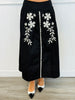 Black Embroidered Top & Midi Skirt Set (Reg & Plus)