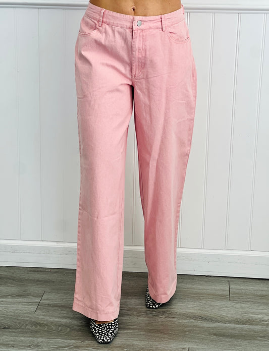 Pink Denim Elastic Back Jeans (Reg.)