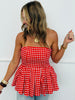 Checkered Strapless Peplum Top (Reg.)-2 Colors