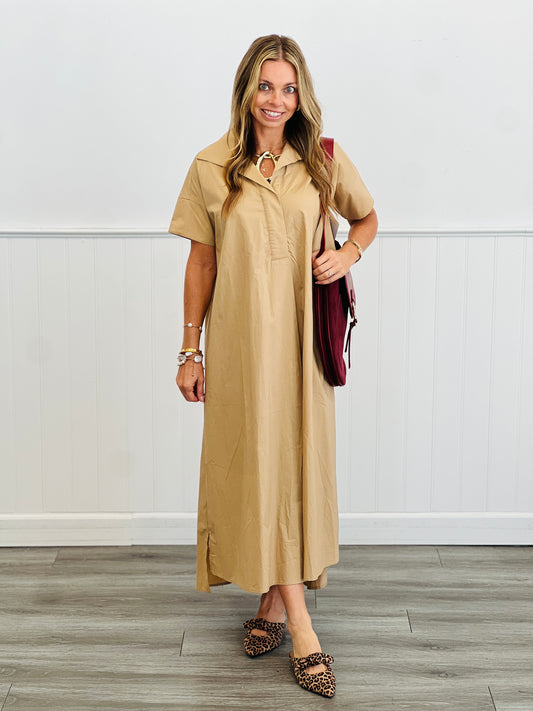 Taupe High-Low Maxi Dress (Reg.)