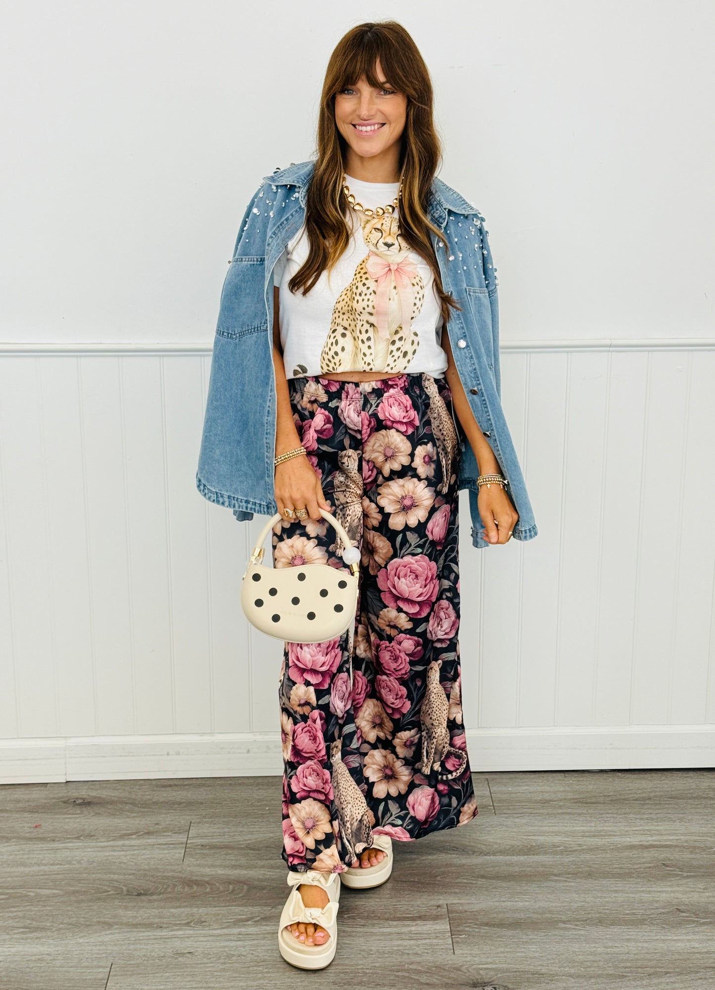 Black Floral Noir & Cheetah Print Pants (Reg & Plus)