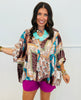 Satin Print Oversized Button Down Shirt (Reg & Plus) - 2 Colors