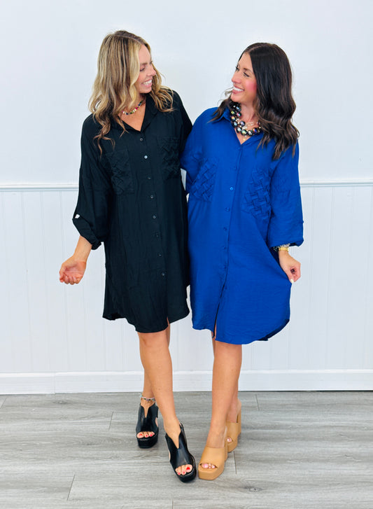 Button Down Shirt Dress (Reg. and Plus) - 2 Colors