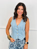 Denim Button Up Vest Top (Reg & Plus)-2 Colors