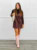 Chestnut Faux Suede Shift Mini Dress (Reg.)