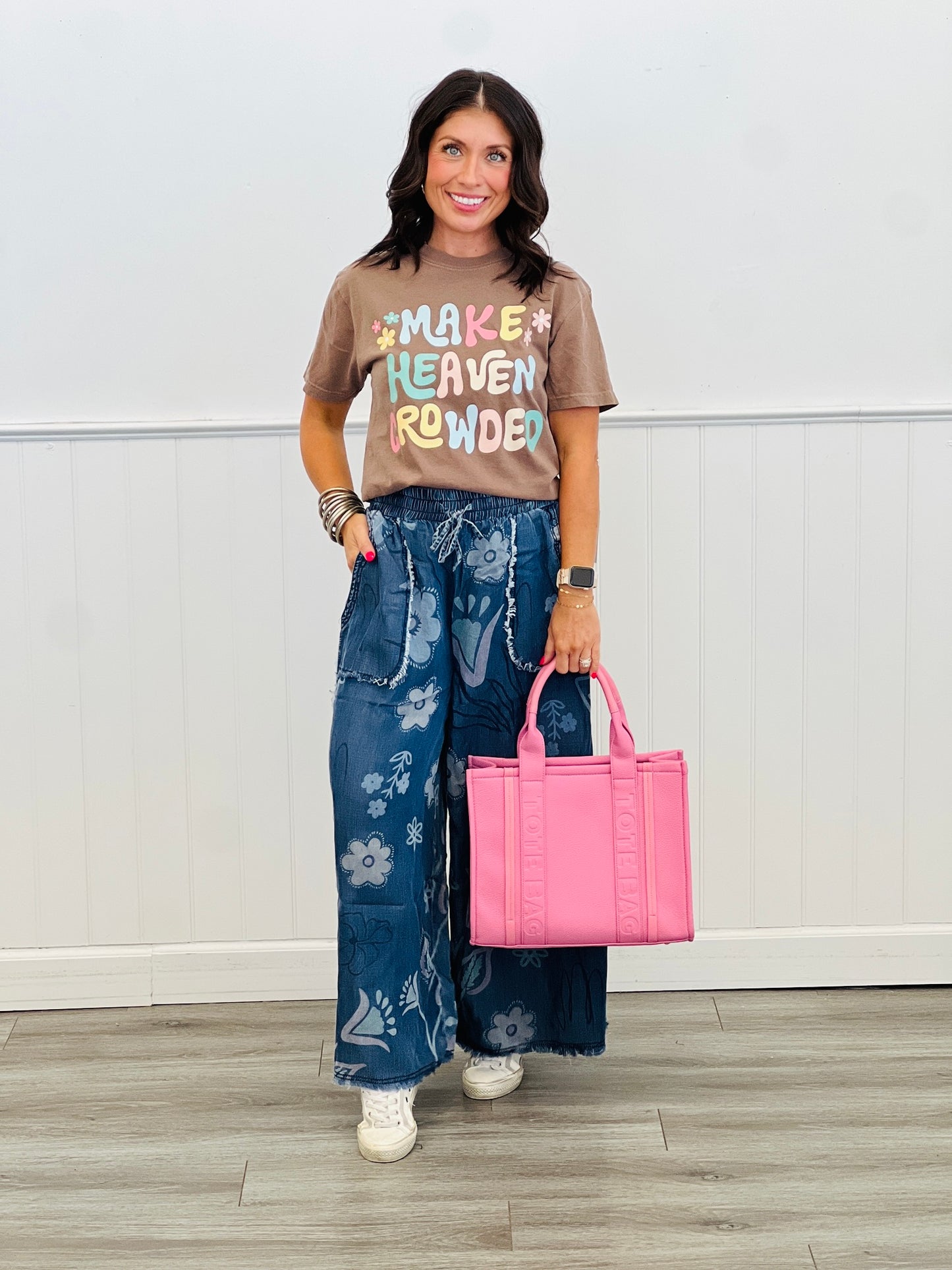 Washed Denim Floral Pop Pants (Reg & Plus)