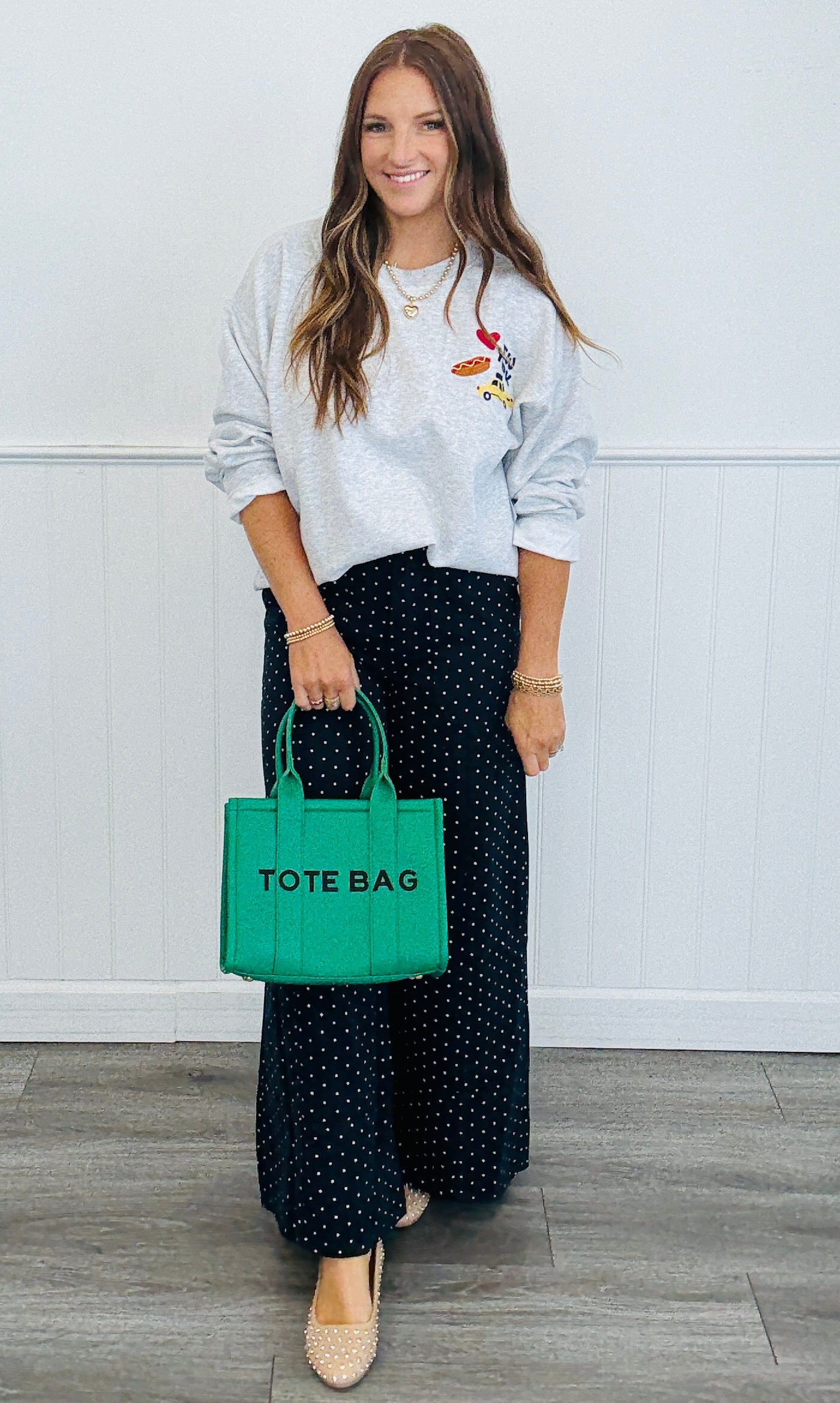 Navy Dot Wide Leg Pants (Reg. and Plus)