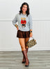 H. Grey Hoodie Bear Graphic Sweater Top (Reg.)