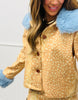 Deer Print Contrast Faux Fur Trim Jacket (Reg.)