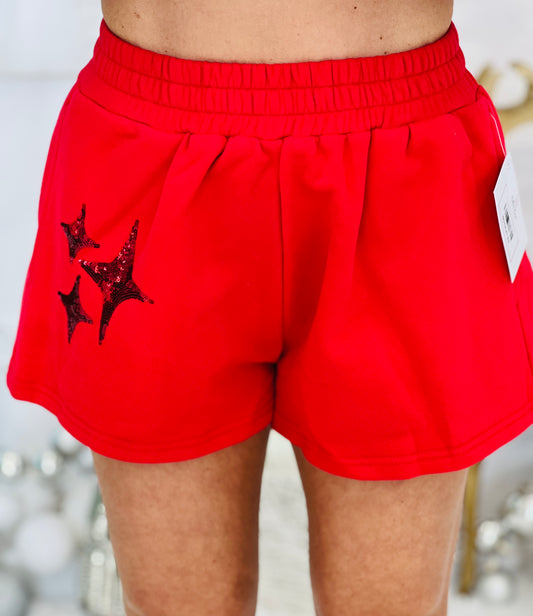 Queen Of Sparkles Red Sparkle Logo Shorts (Reg. and Plus)