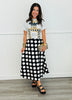 Black Polka Dot Print Midi Skirt (Reg. and Plus)
