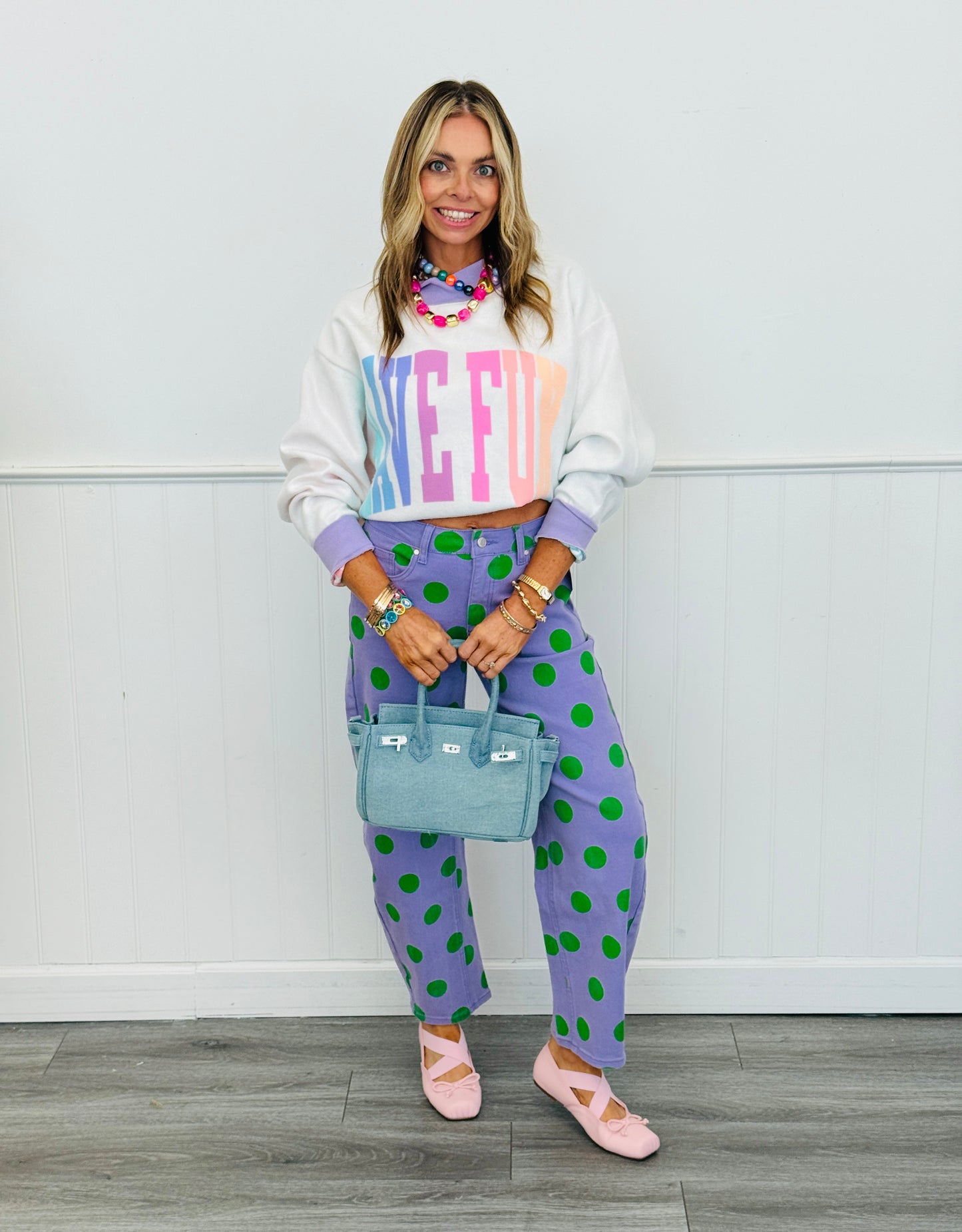 Purple Polka Dot Barrel Pants (Reg.)