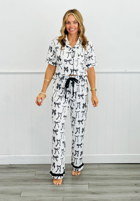 Midnight Bow Pajama Set (Reg. and Plus)
