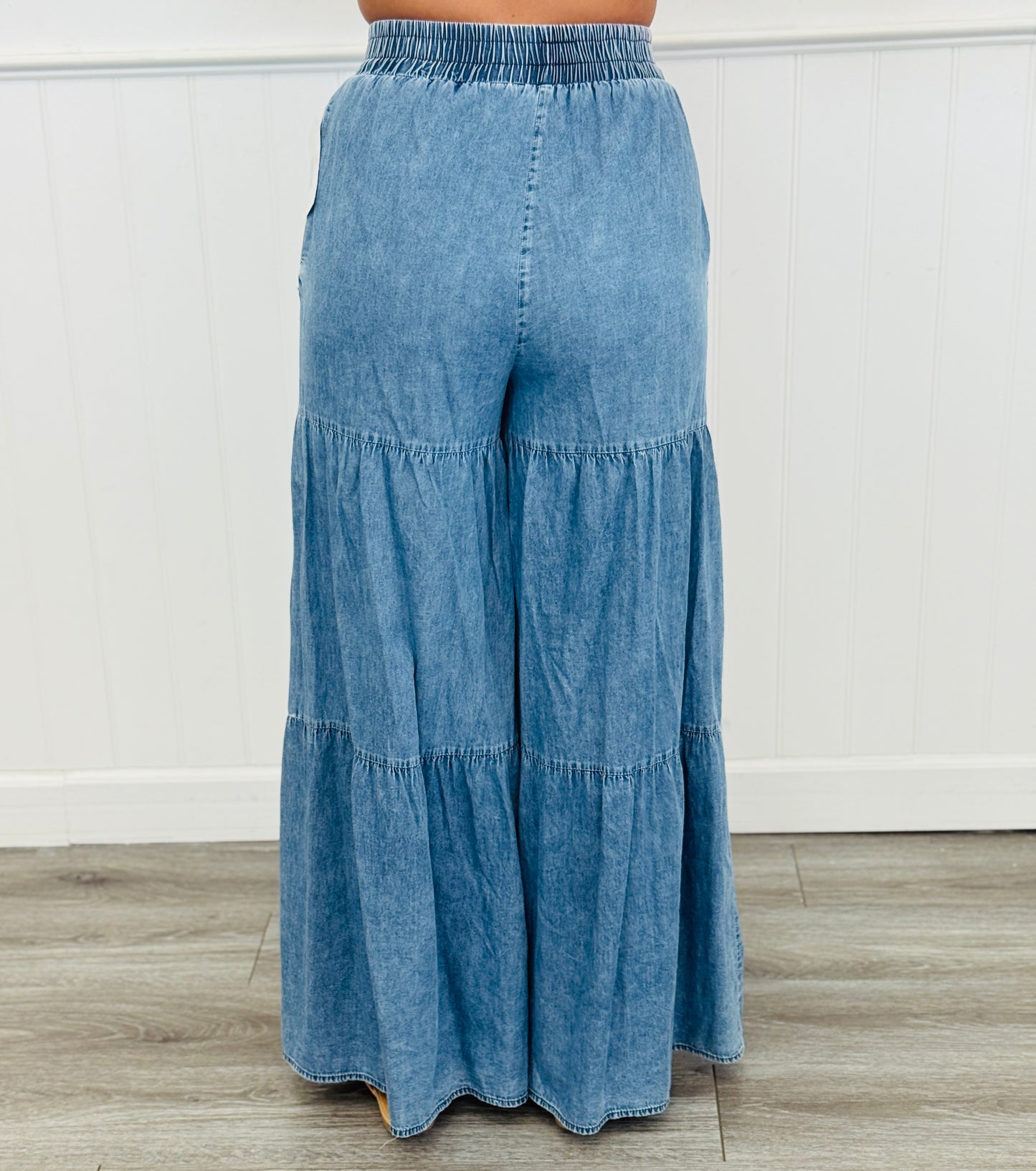 Denim Wide Tiered Pants (Reg & Plus)