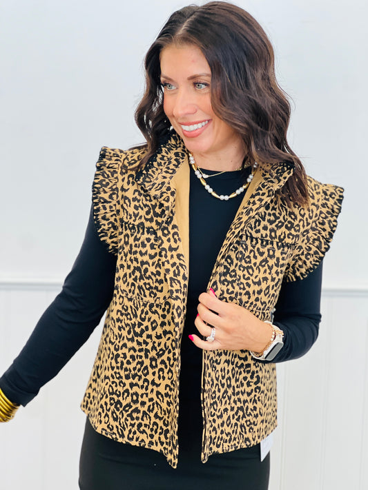 Leopard Denim Vest (Reg & Plus)