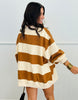 Camel Cream Stripe Lucky Duck Mock Neck Sweatshirt (Reg.)