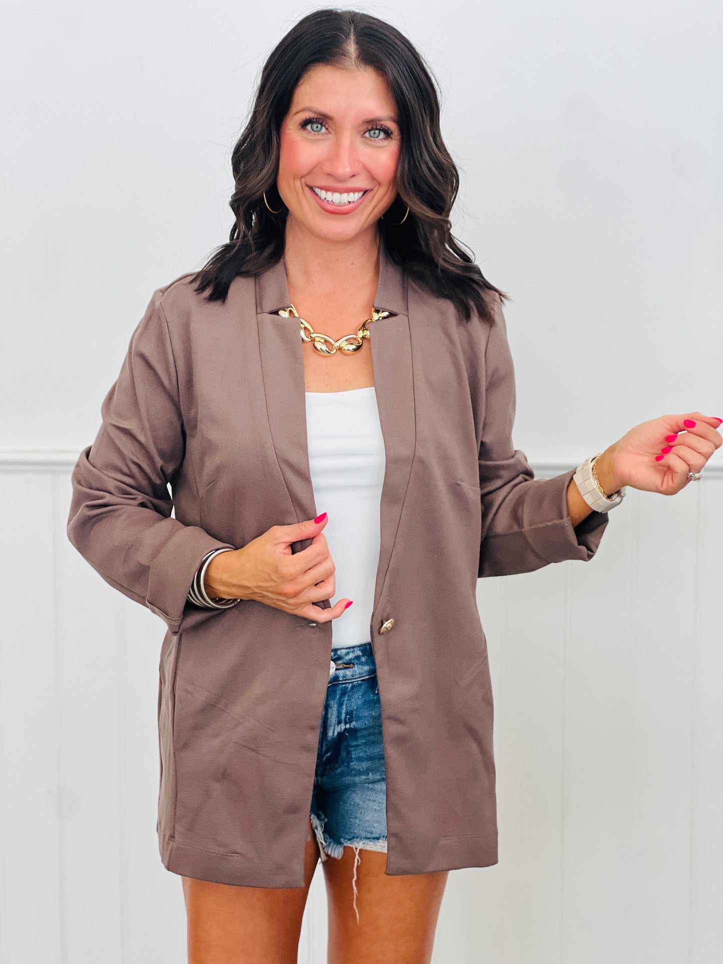 Dear Scarlett Gold Button Blazer (Reg. and Plus) - 7 Colors