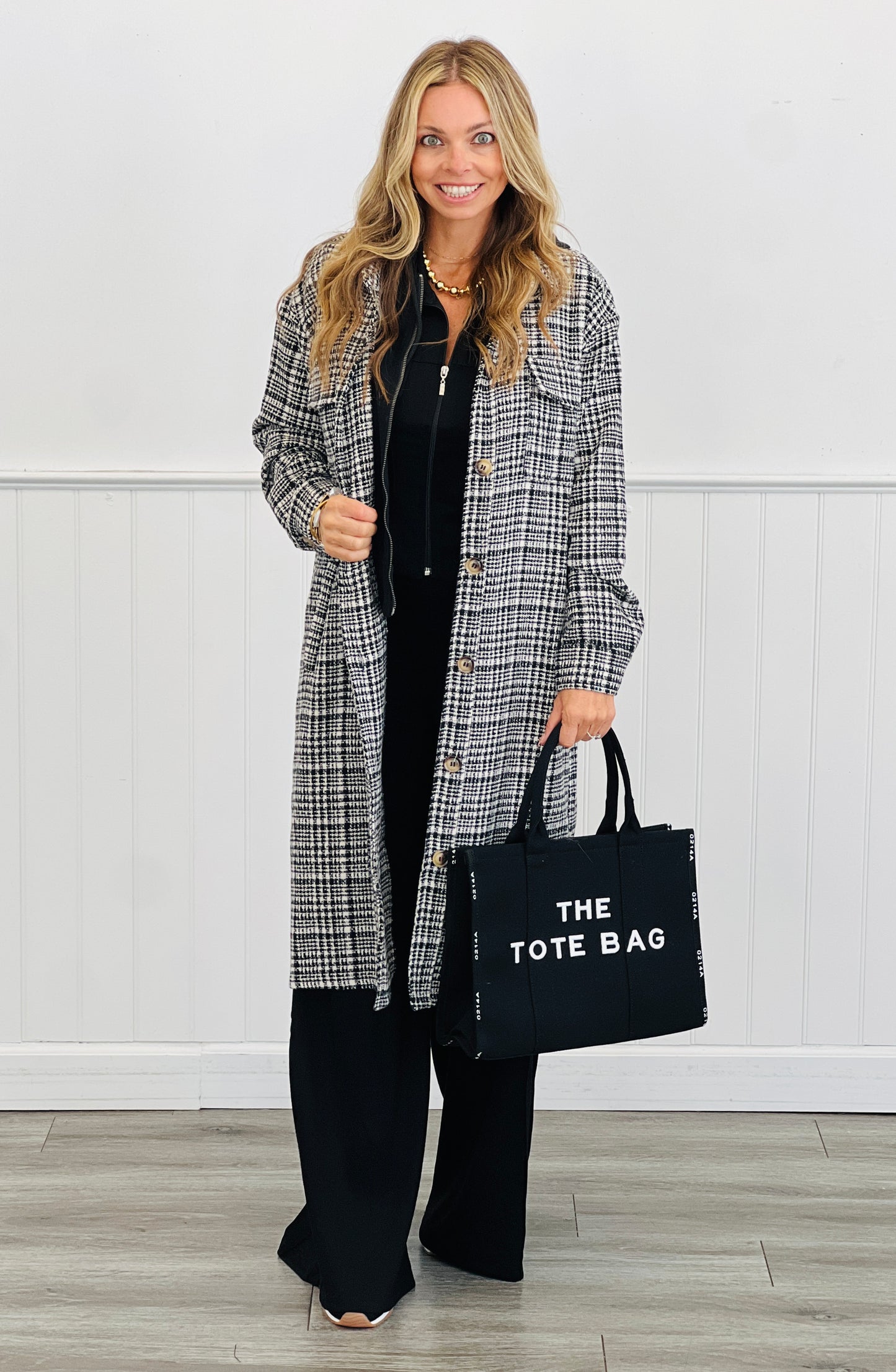 Twofer Plaid Hoodie Longline Jacket (Reg.)