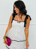 White/Black Polka Dot Tiered Mesh Maxi Dress (Reg.)