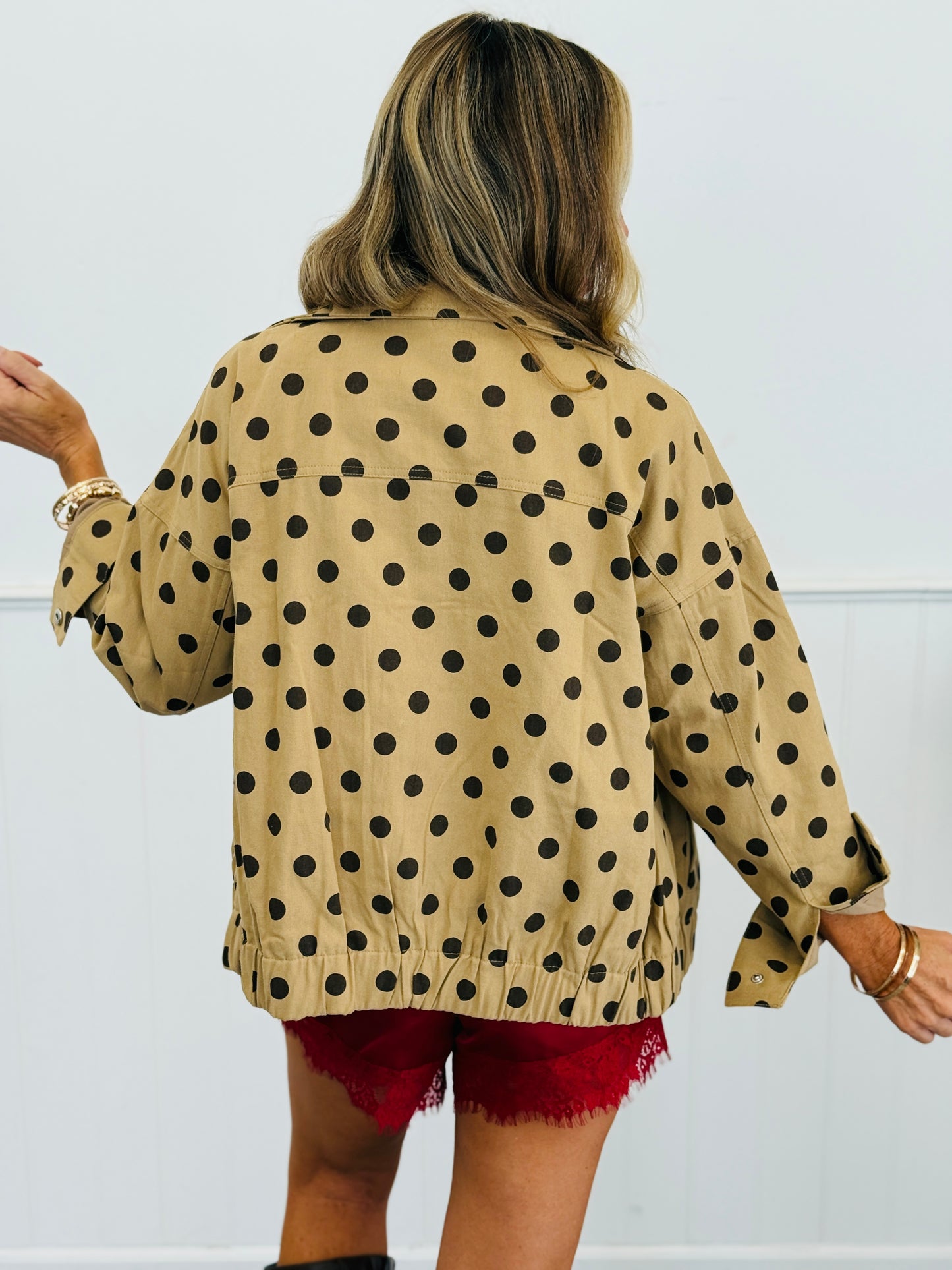 Polka Dot High Neck Bomber Jacket (Reg)