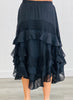 Black Crochet Mix Ruffled Maxi Skirt (Reg & Plus)