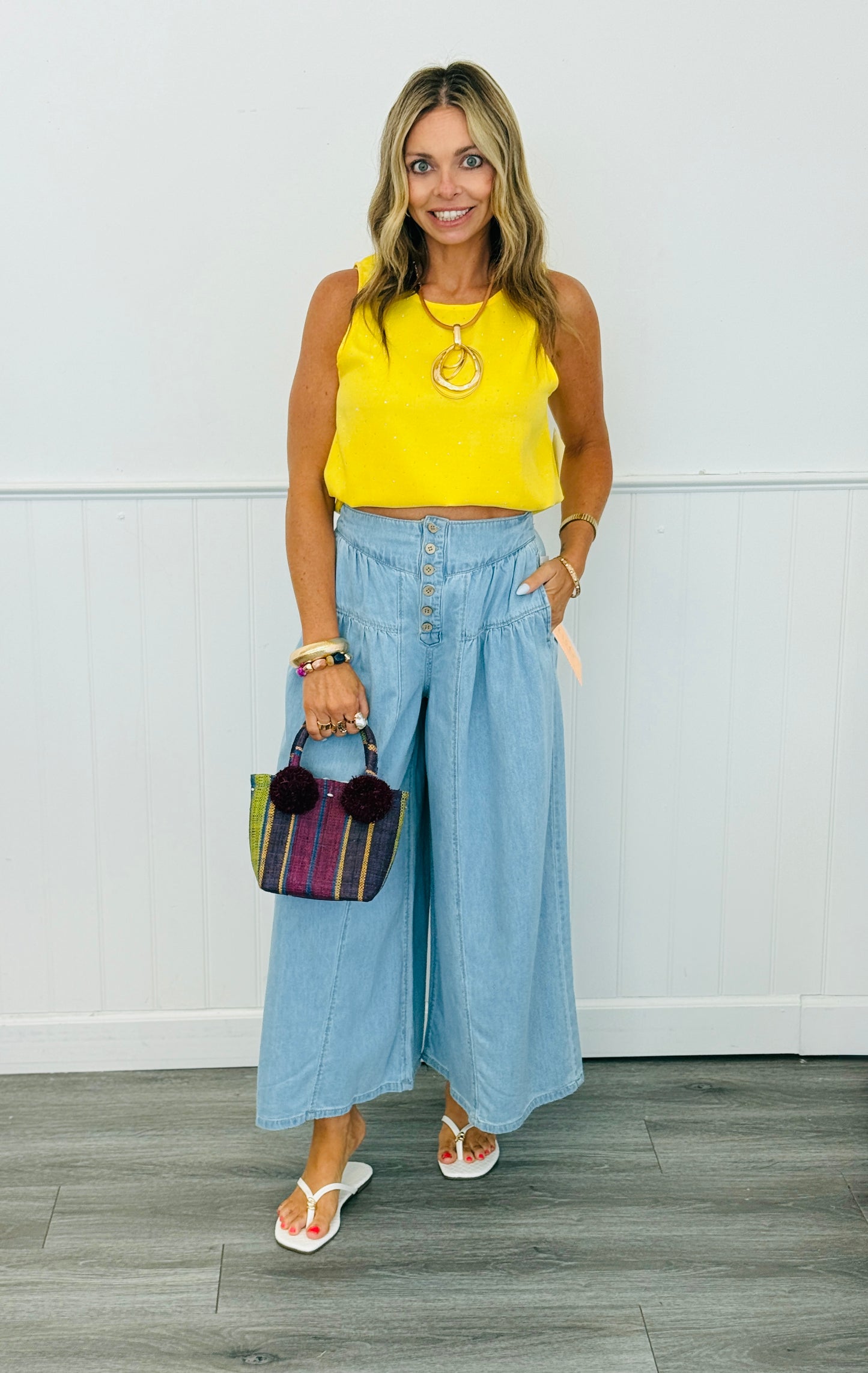 Risen Light Denim Slouchy Culottes (Reg.)