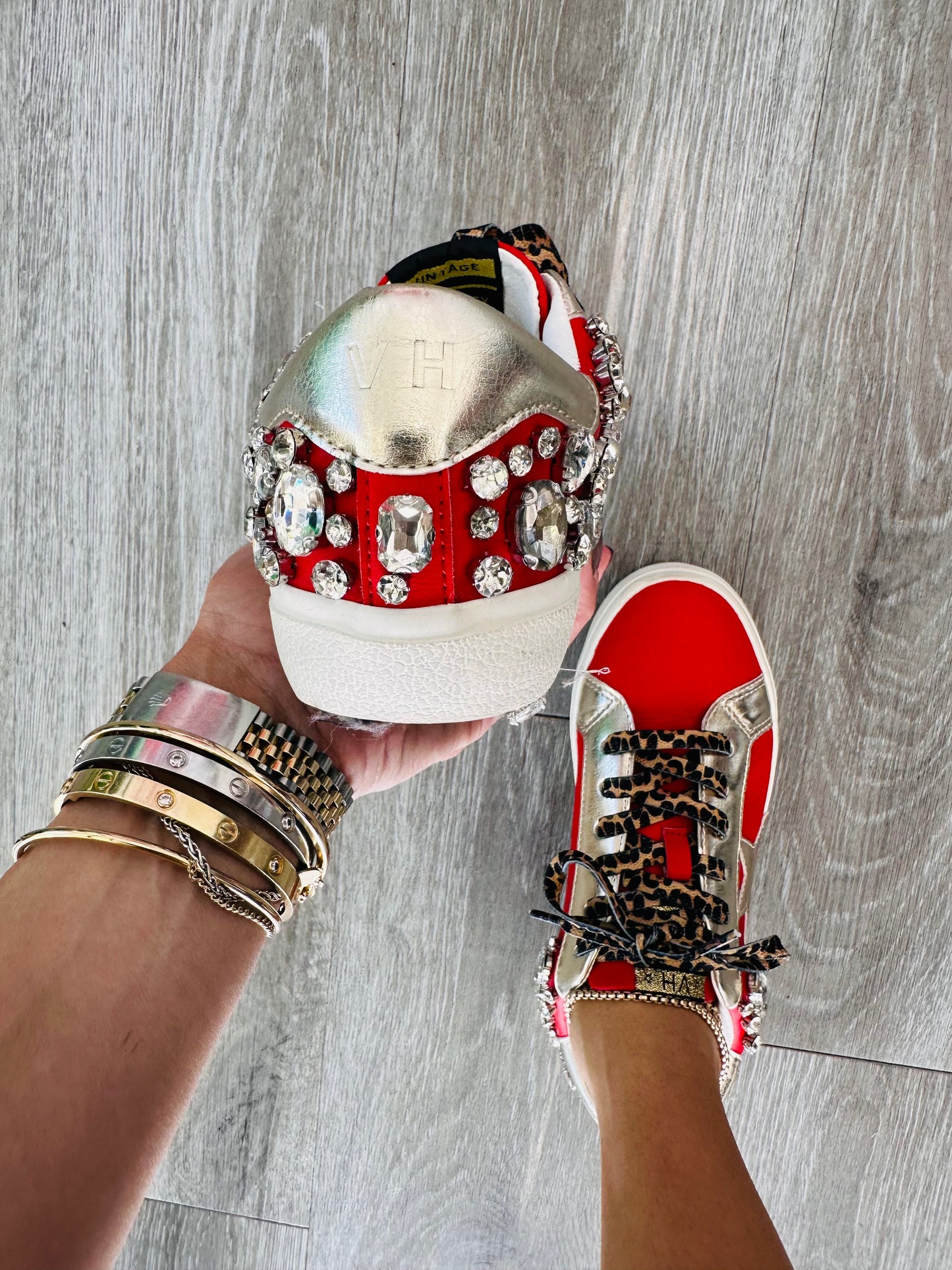 VH x WR Red Born To Shine Crystal Sneakers