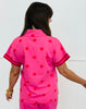 Hot Pink Polka Dot Half Zip Short Sleeve Top (Reg.)