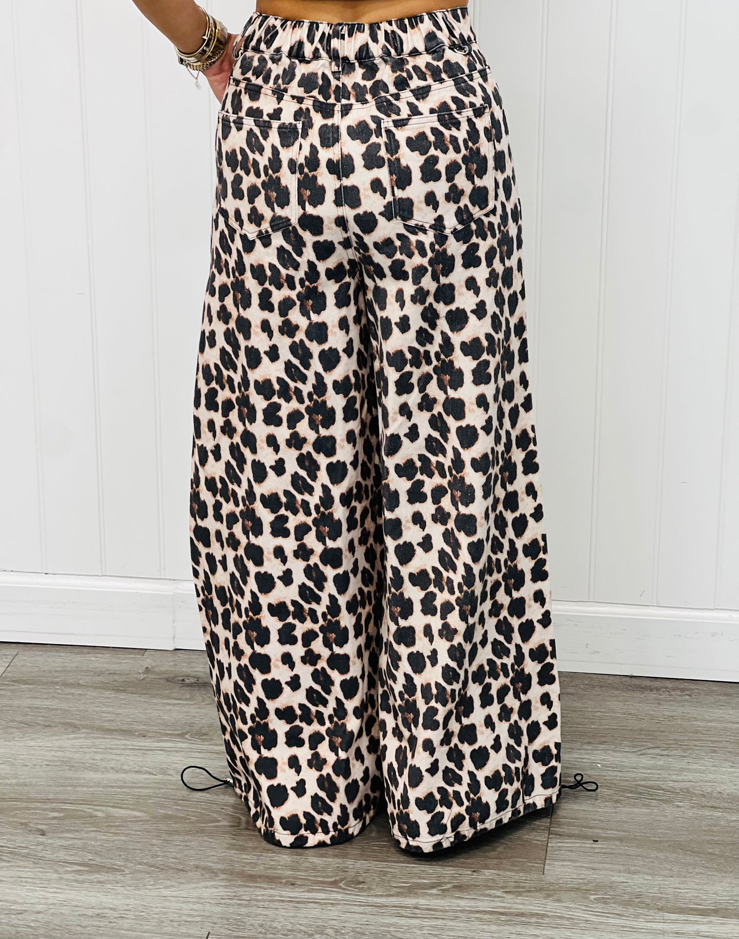 Taupe Leopard Drawstring Cuff Pants (Reg. & Plus)