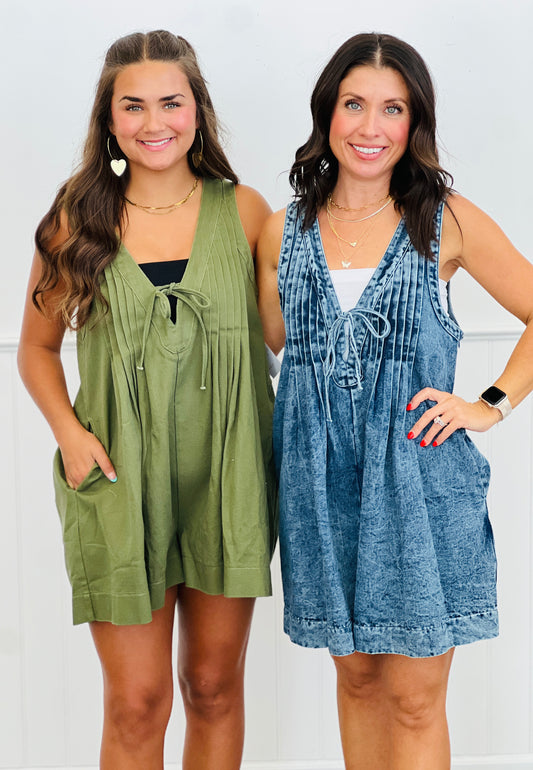 Sleeveless Pintuck Romper (Reg. & Plus)- 2 Colors