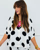 White/Black Big Dots Shirt & Shorts Set (Reg & Plus)