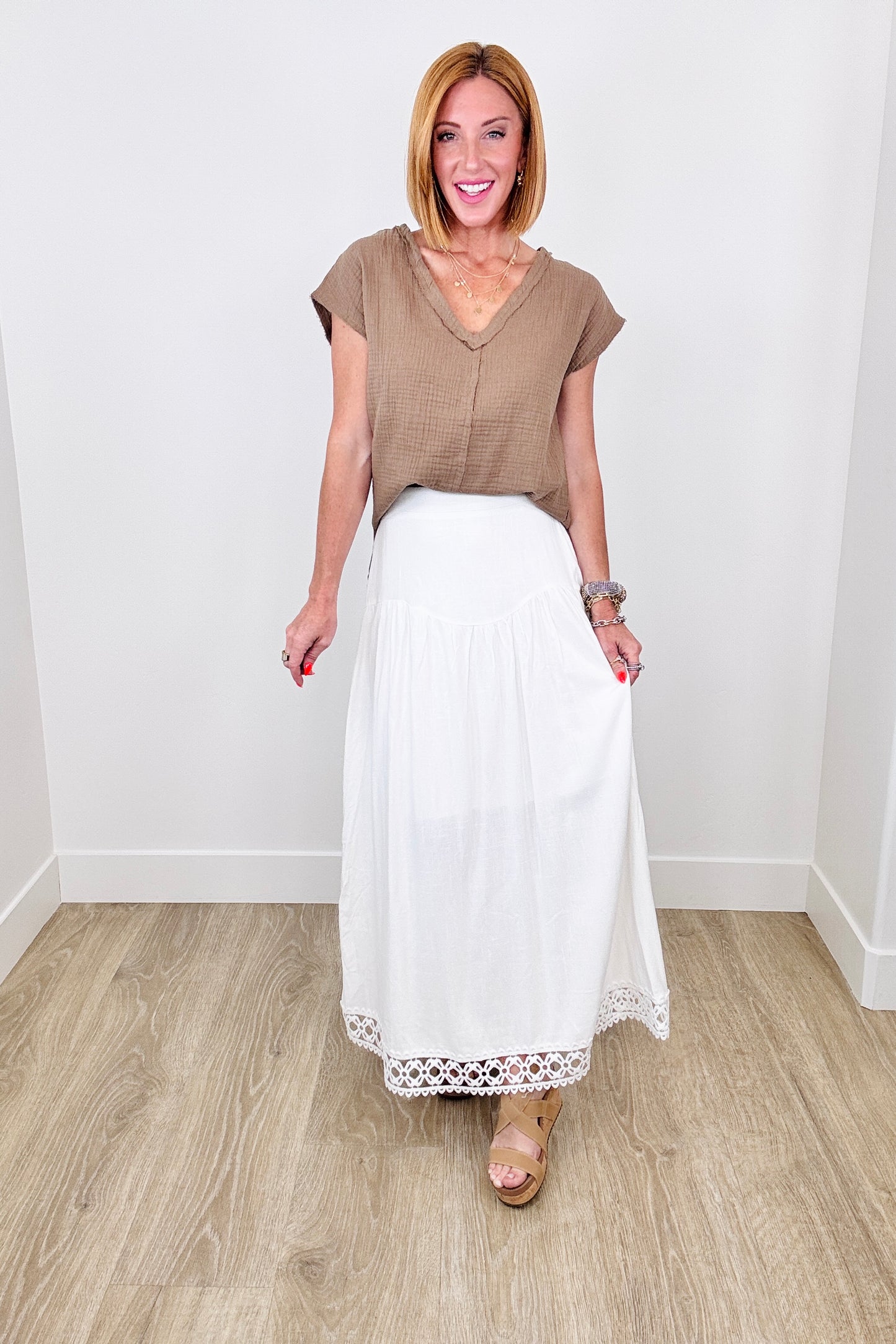 Andree Mocha Cotton Gauze Top (Reg.)