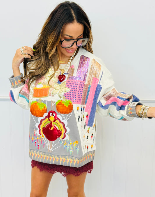 Queen Of Sparkles Multi Thanksgiving Day Parade Sweatshirt (Reg. and Plus)