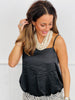 Black Satin Back Tie Cami Top (Reg.)