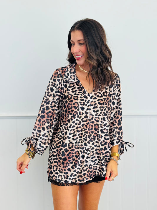 Leopard Print V-Neck Blouse (Reg. and Plus)