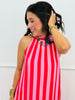Pink Striped Halter Neck Maxi Dress (Reg.)