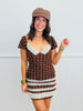 Brown Polka Dots & Lace Mini Dress (Reg.)