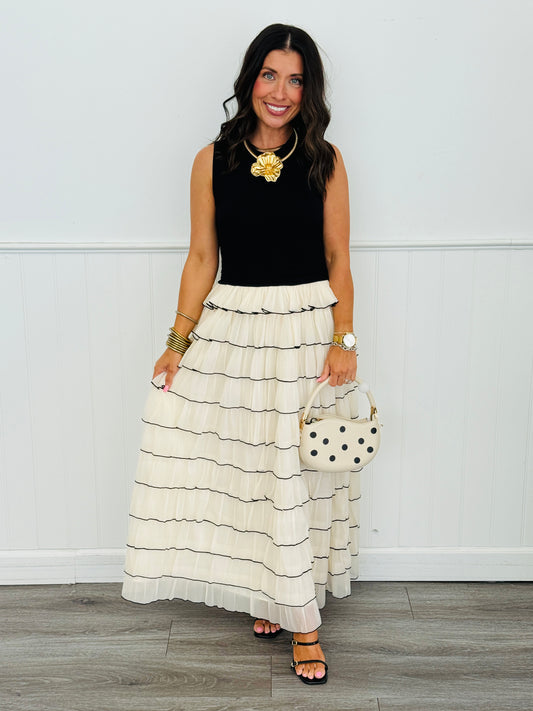 Black Ruffle Tiered Midi Dress (Reg.)