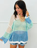 Seaglass Open Knit Colorblock Hooded Top (Reg. and Plus)