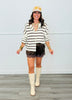 Gigi Cream/Brown Striped Cardigan (Reg.)