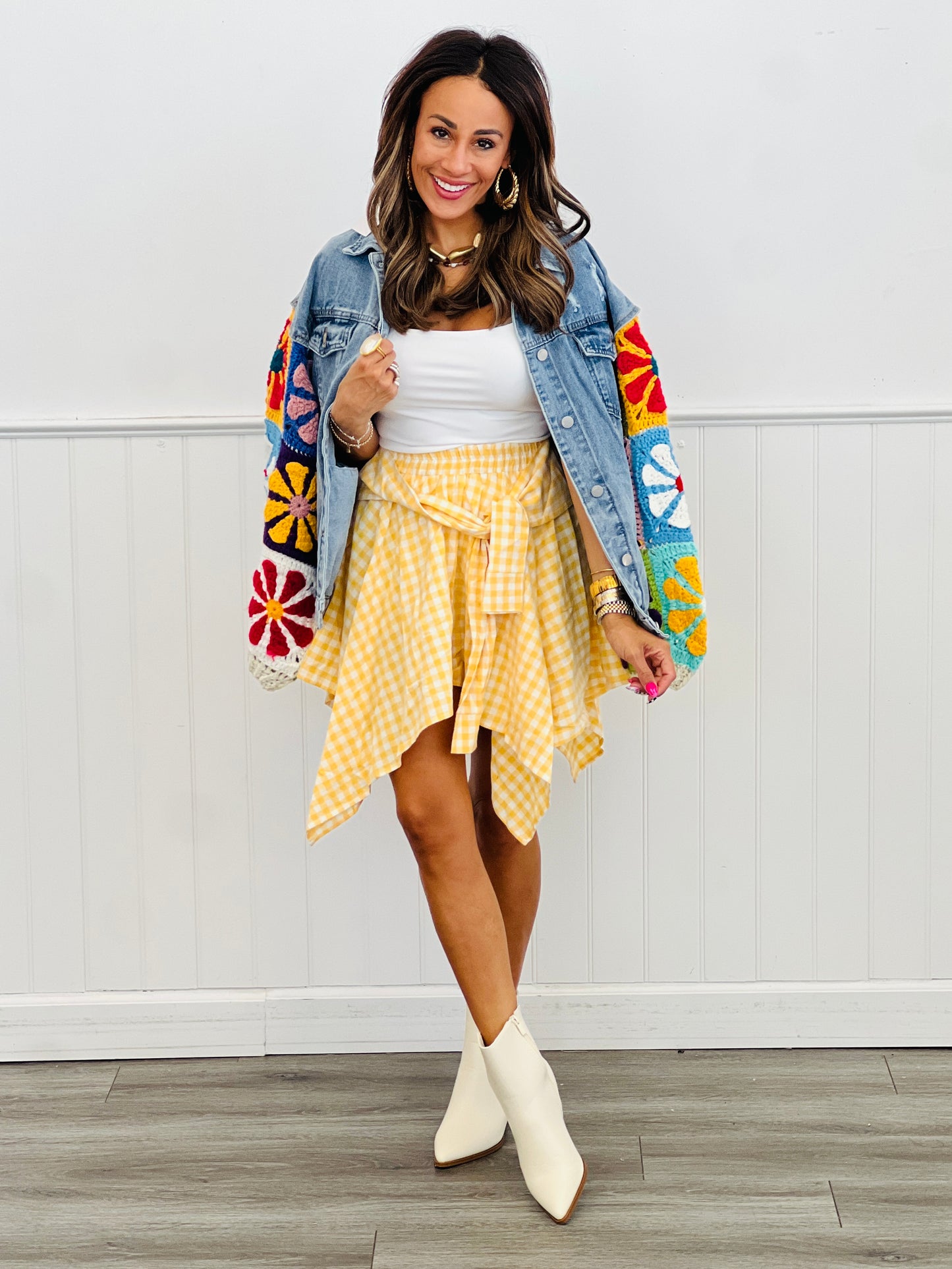 Gingham Asymmetrical Skirt (Reg.)- 4 Colors