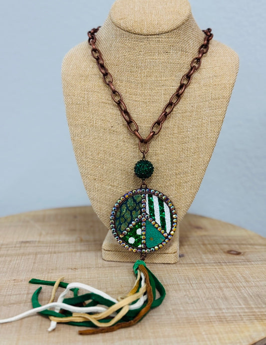 Gypsy South - Green Peace Sign Necklace