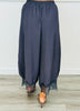 Crinkled Lace Trim Pants (Reg & Plus)- 2 Colors