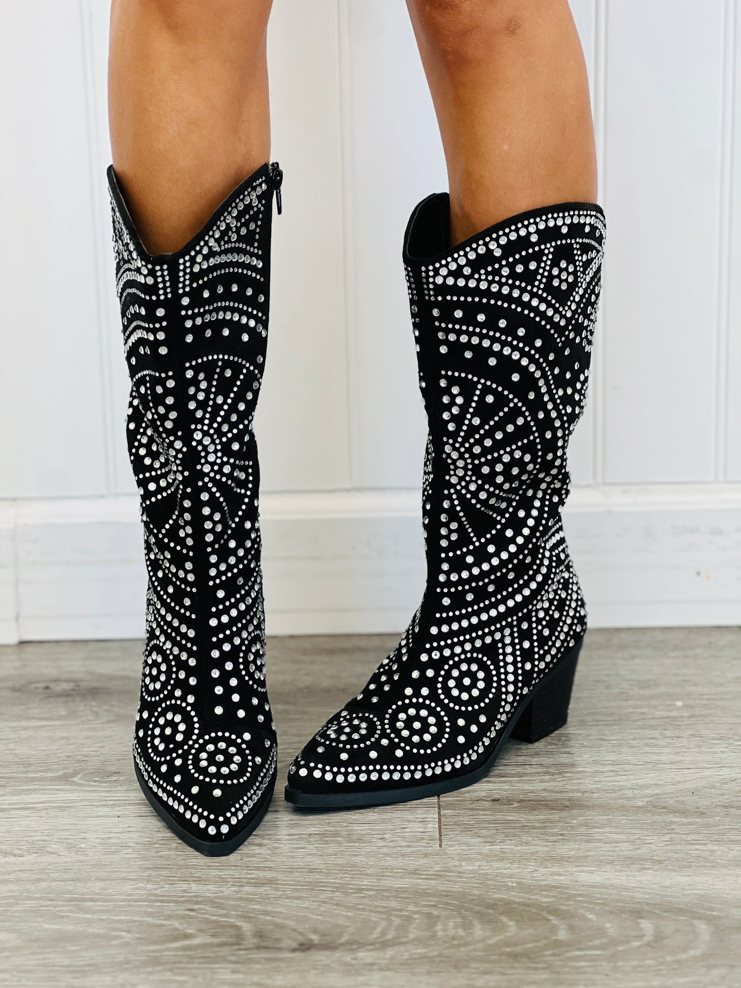 Black Sequined Western Boots