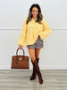 Yellow Cable Knit Sweater Top (Reg & Plus)