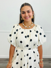 Cream Polka Dot Puff Sleeve Midi Dress (Reg. & Plus)