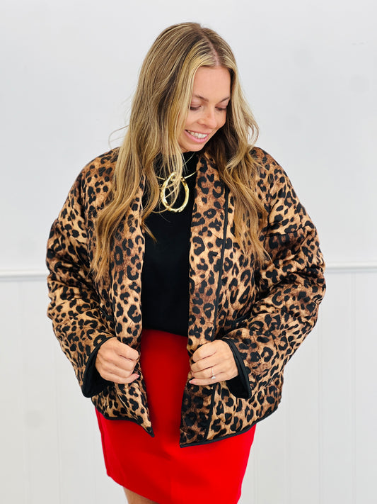Leopard Print Open Front Jacket (Reg & Plus)