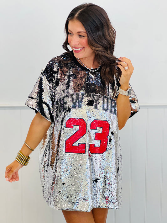 Black Sequin 23 New York Jersey Top (Reg.)