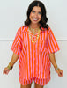 Pink Striped Button Up Top & Shorts Set (Reg.)